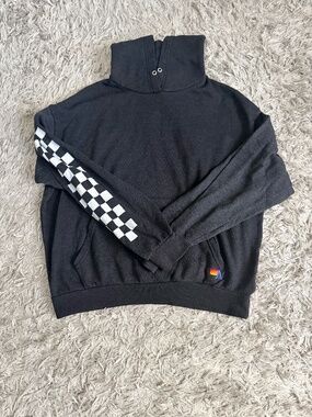 Aviator Nation Relaxed Check Sleeve Pullover Hoodie